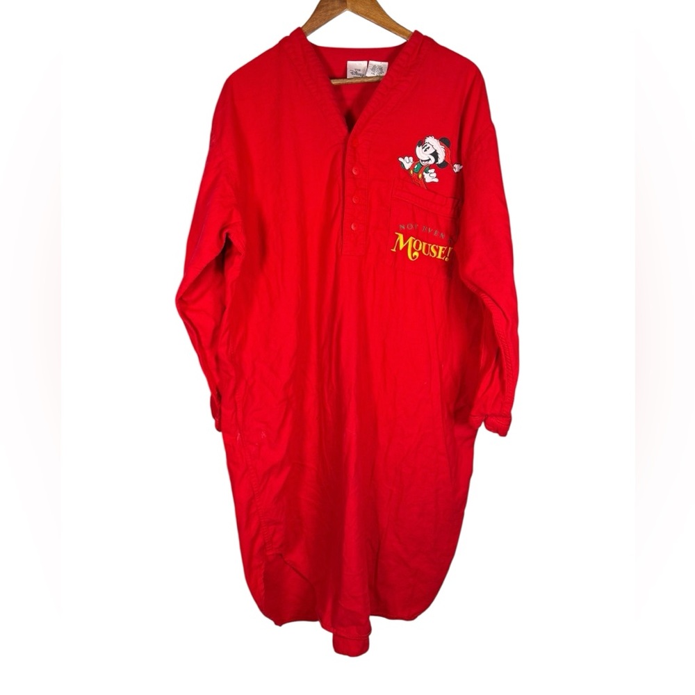 Disney Store Mickey Mouse Christmas Night-Shirt Gown Vibrant Red Small Flaw OS